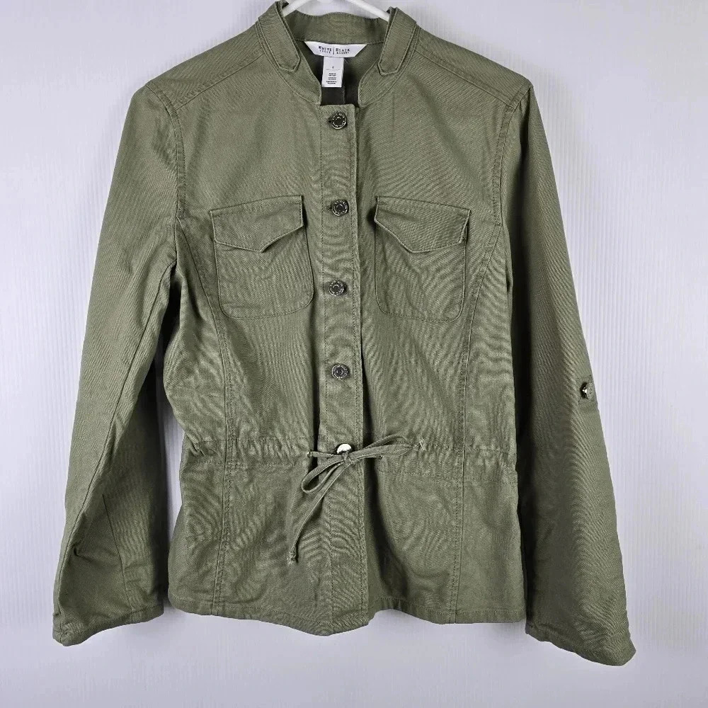 White House Black Market army green military style jacket size 4